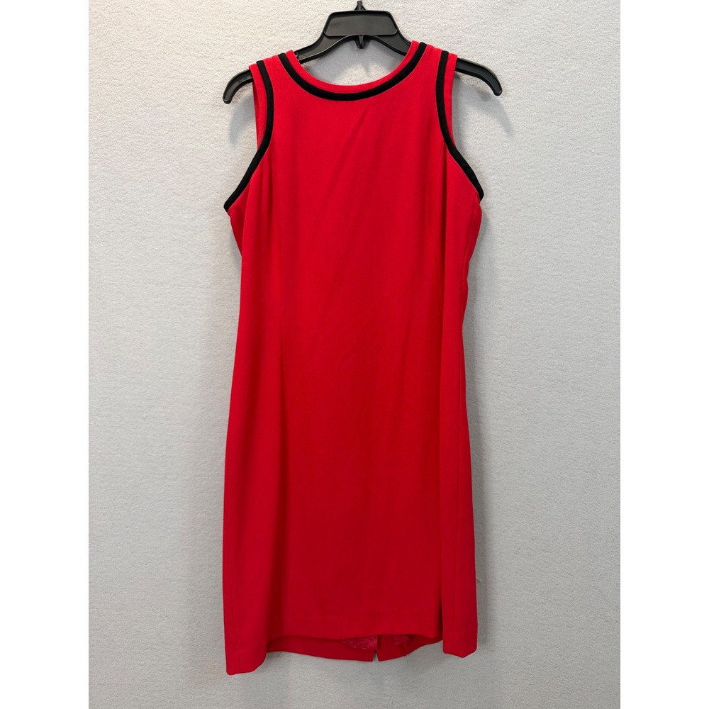 Red Petite Sheath Dress Size 6 Sleeveless Black Contrast Colorblock Office